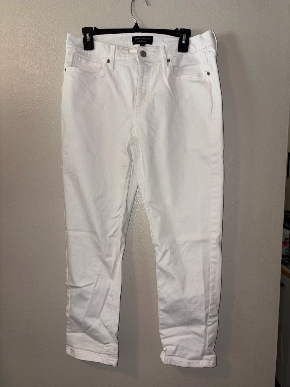 Banana Republic White Straight-Leg Jeans